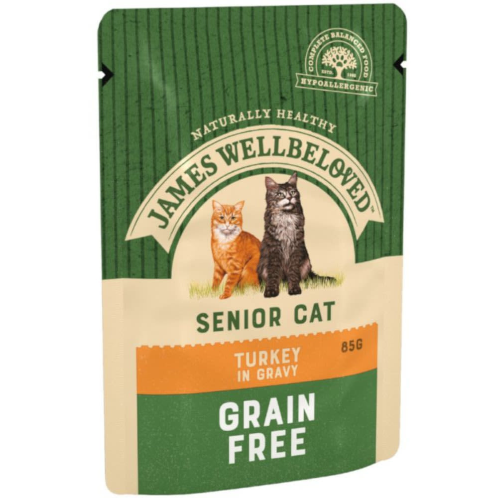 James Wellbeloved Grain Free Senior Cat Food Pouches Turkey in Gravy