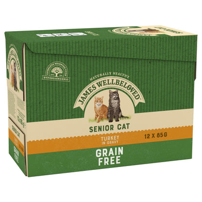 James Wellbeloved Grain Free Senior Cat Food Pouches Turkey in Gravy