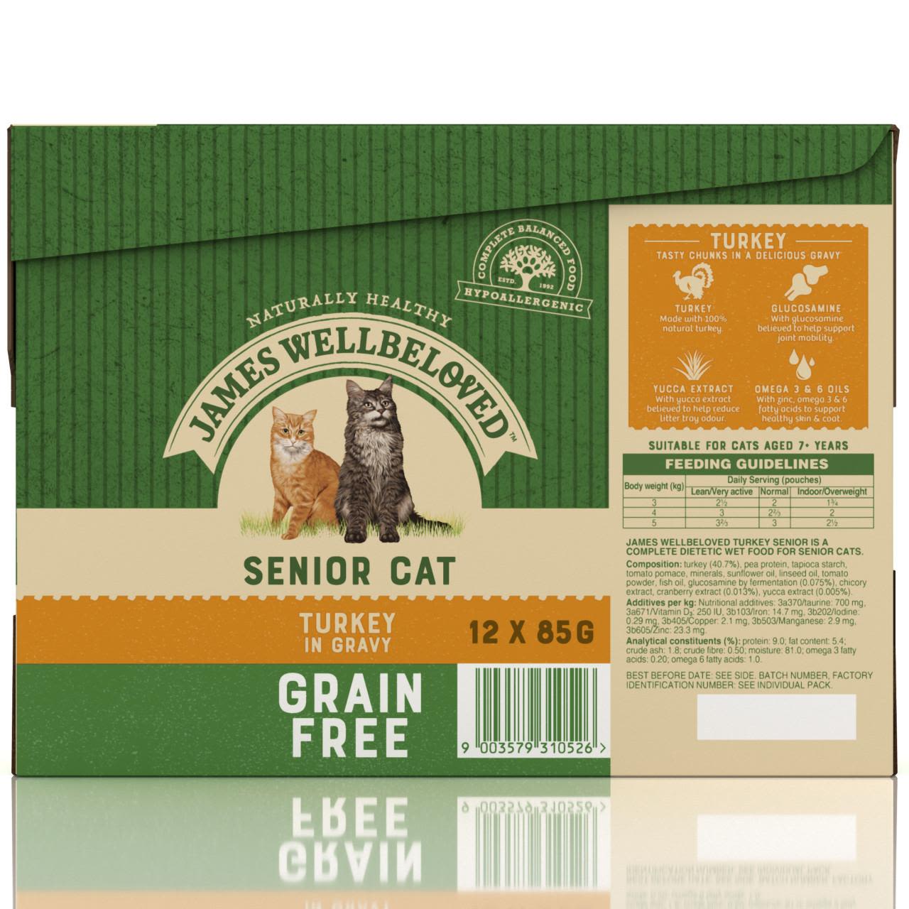 James Wellbeloved Grain Free Senior Cat Food Pouches Turkey in Gravy