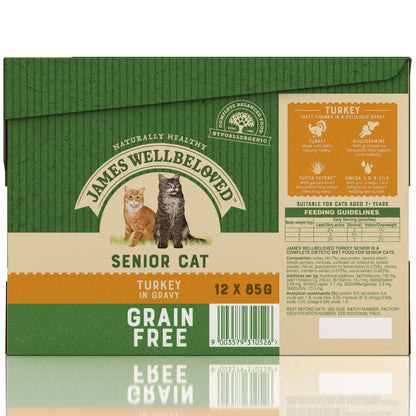 James Wellbeloved Grain Free Senior Cat Food Pouches Turkey in Gravy