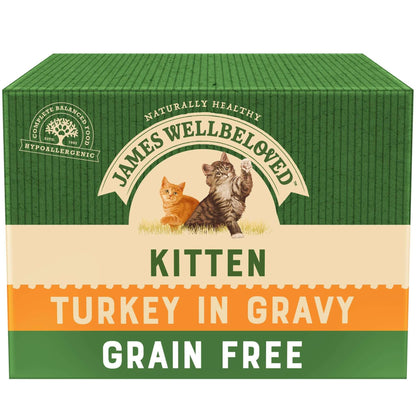 James Wellbeloved Grain Free Kitten Turkey in Gravy Wet Cat Food Pouch