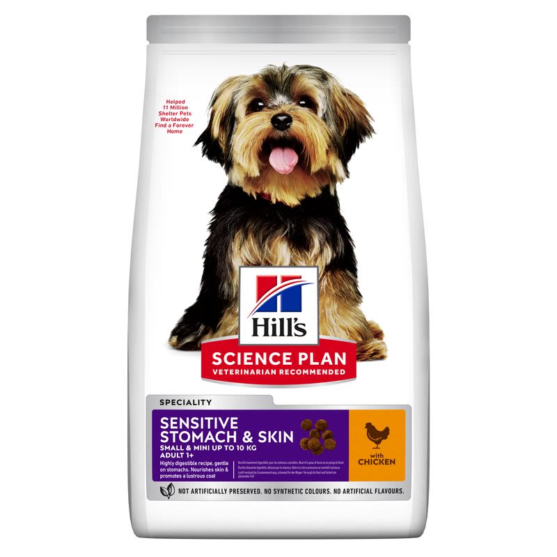 Hill's Hill'S Science Plan Canine Miniature Sensitive Stomach Skin Chicken Turkey Adult Wet Dog Food pet food packaging