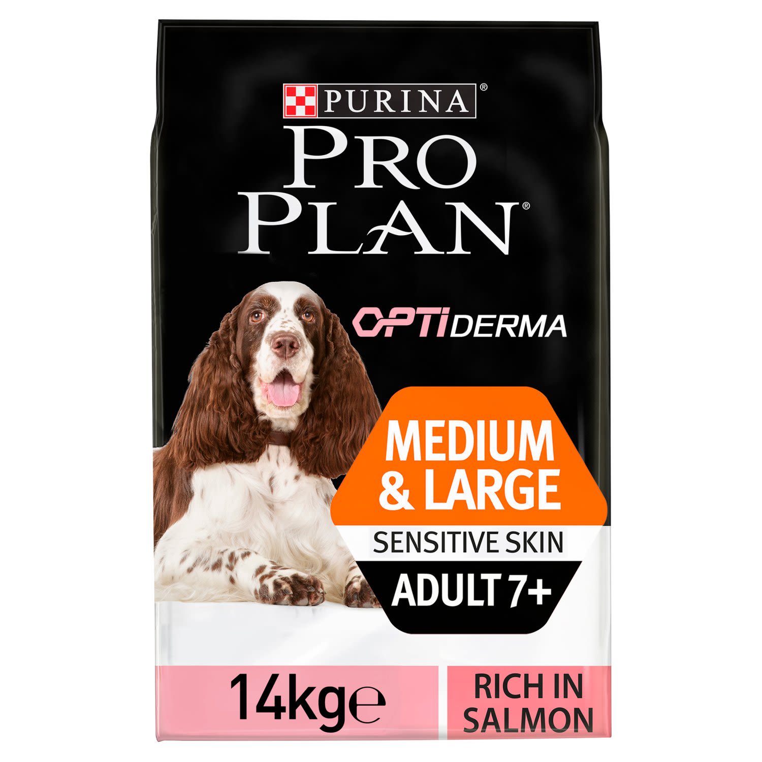 Pro Plan Pro Plan Purina Optiderma Sensitive Skin Salmon Senior Dry Dog Food pet food packaging