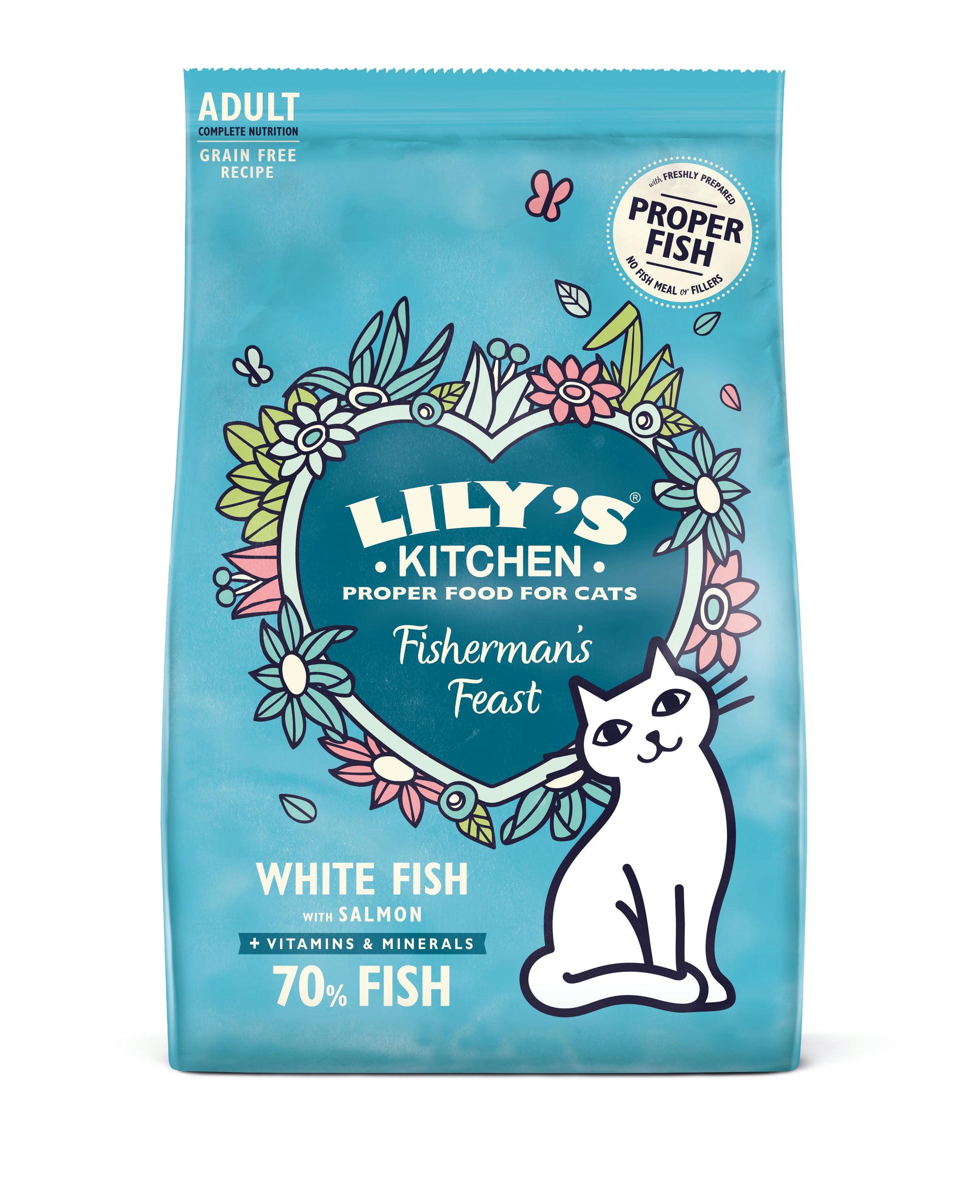 Lily's Kitchen Lily'S Kitchen Chicken Salmon Adult Dry Cat Food pet food packaging