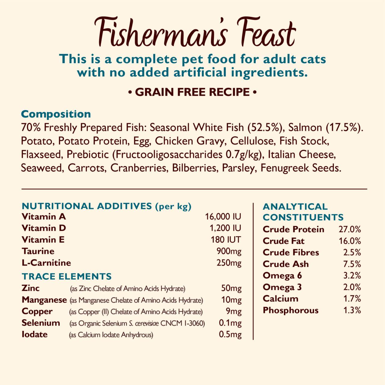 Lily's Kitchen Fishermans Feast Grain-free Adult Dry Cat Food - White Fish & Salmon