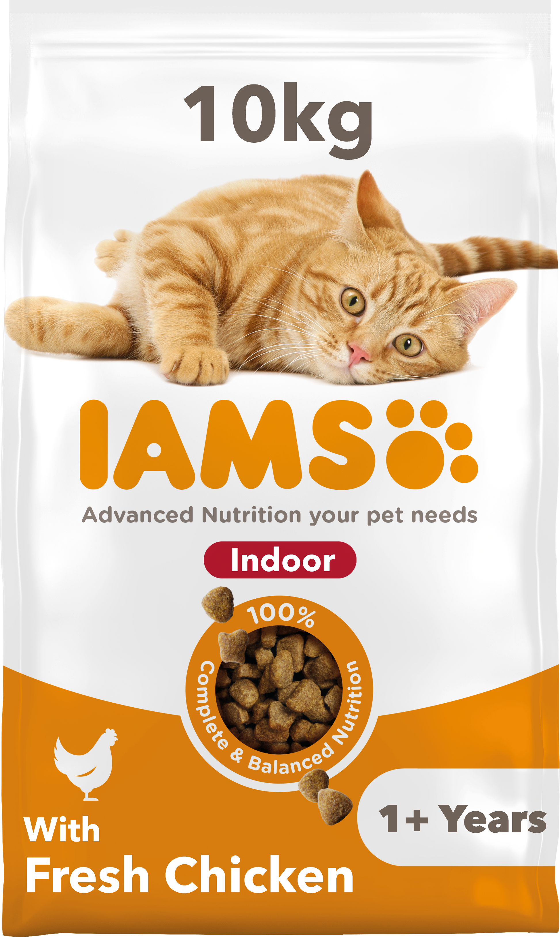 Iams Iams For Indoor Chicken Pork Turkey Adult Dry Cat Food pet food packaging