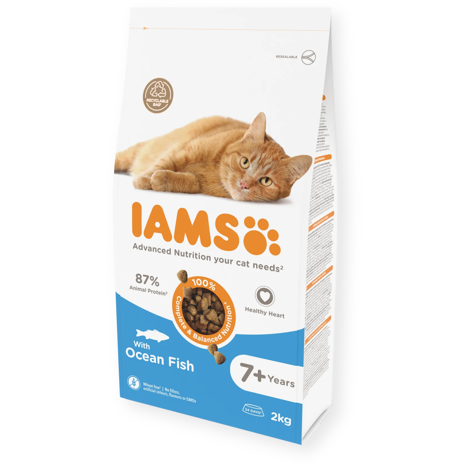 Iams Iams For Ocean Chicken Pork Turkey Senior Dry Cat Food pet food packaging