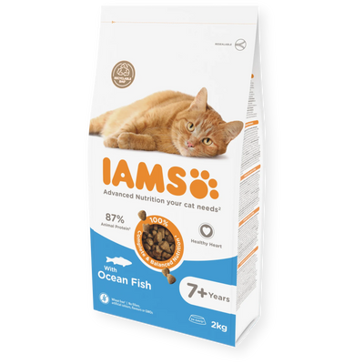 Iams Iams Ocean Chicken Turkey Senior Dry Cat Food pet food packaging