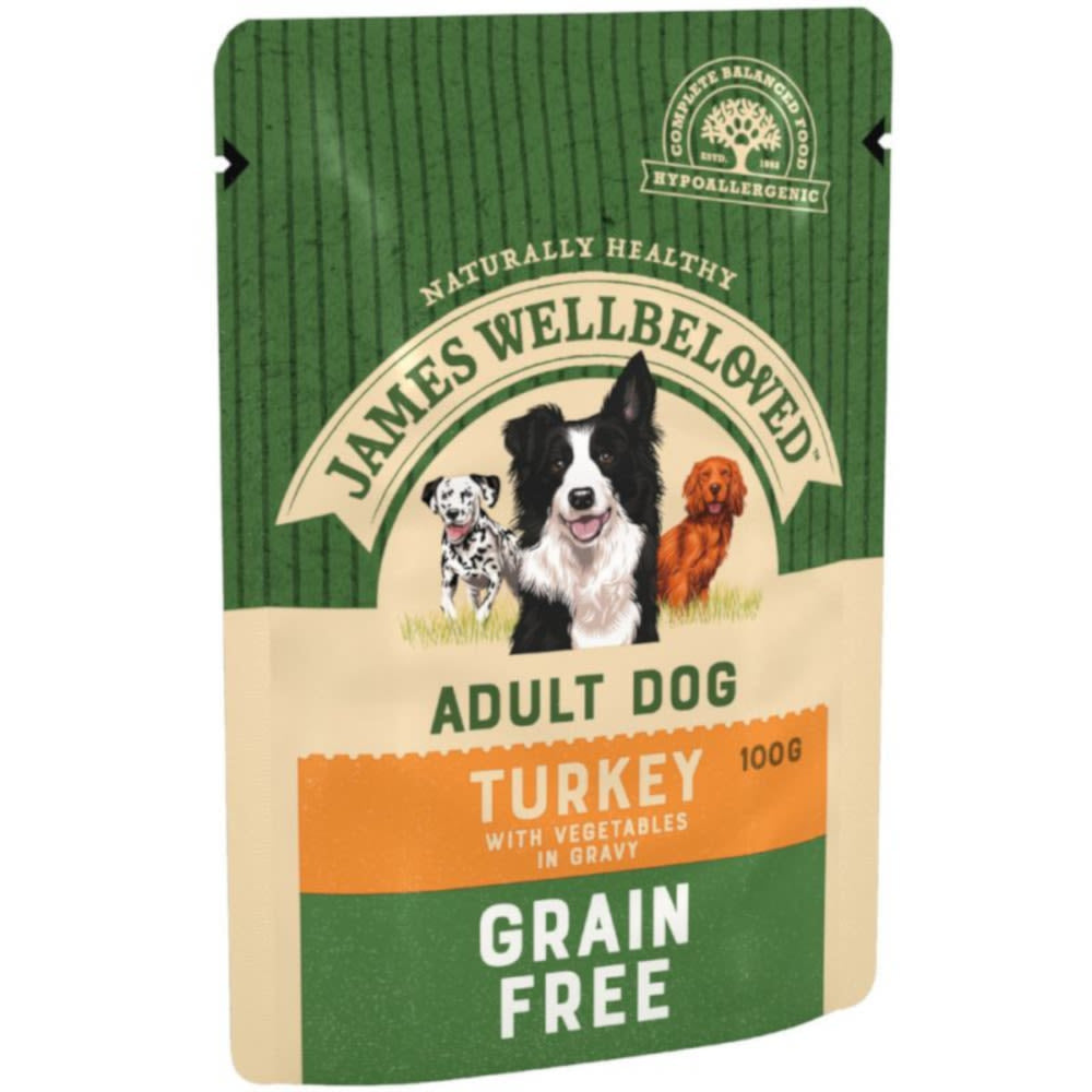 James Wellbeloved Grain Free Adult Wet Dog Food Pouches - Turkey in Gravy