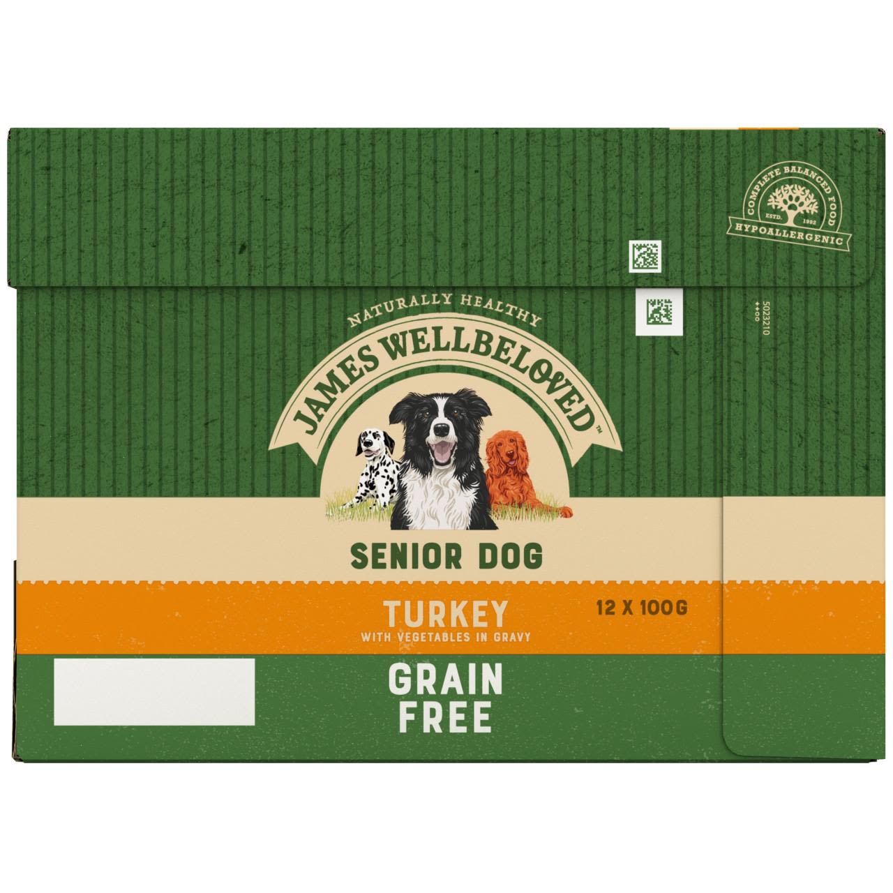 James Wellbeloved Grain Free Senior Wet Dog Food Pouches - Turkey in Gravy
