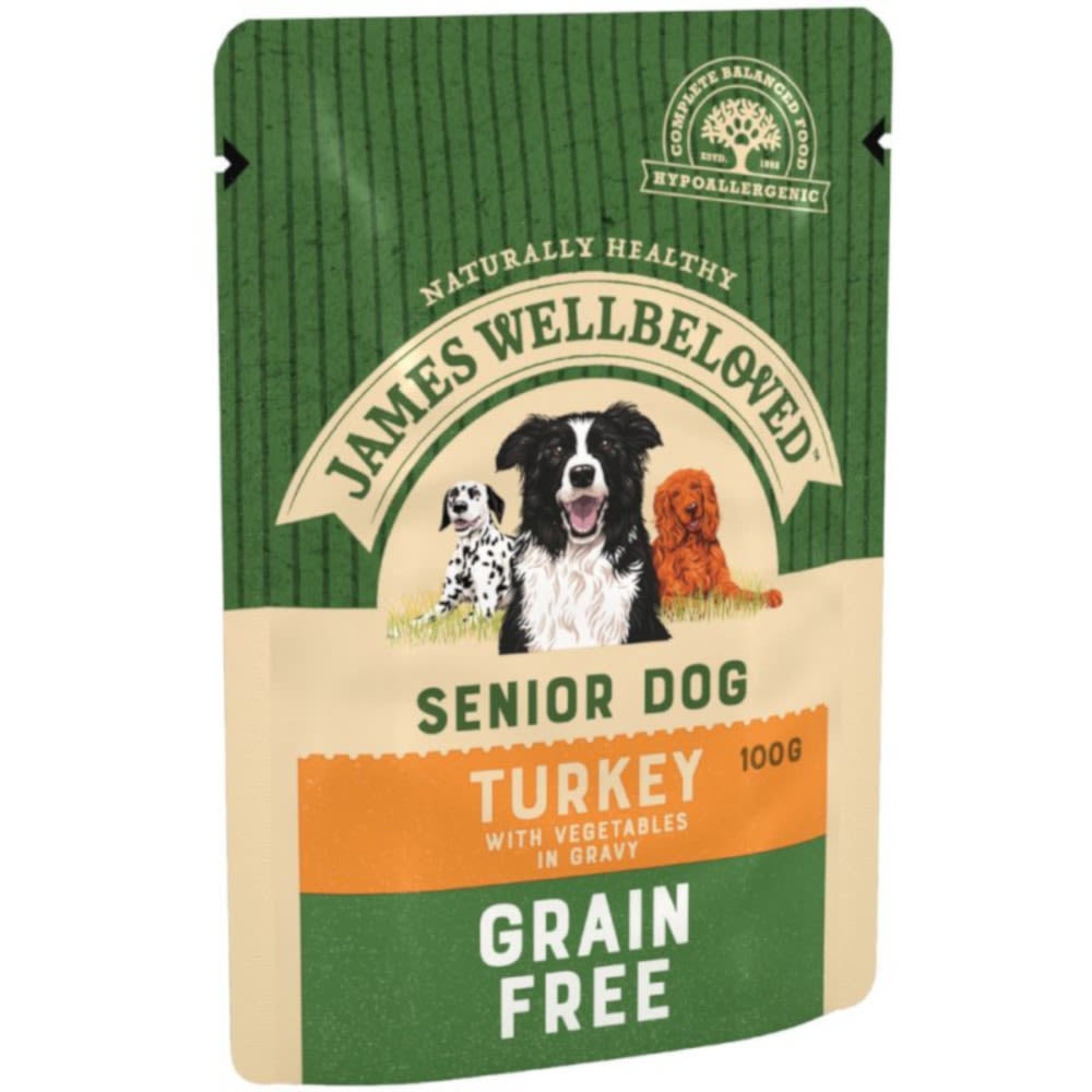 James Wellbeloved Grain Free Senior Wet Dog Food Pouches - Turkey in Gravy
