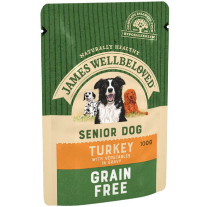 James Wellbeloved Grain Free Senior Wet Dog Food Pouches - Turkey in Gravy