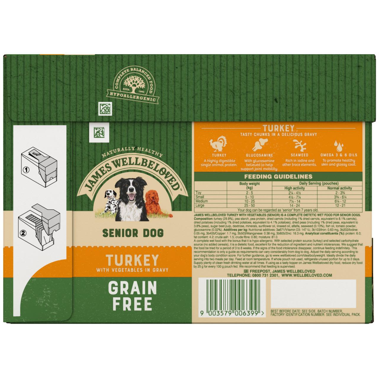 James Wellbeloved Grain Free Senior Wet Dog Food Pouches - Turkey in Gravy