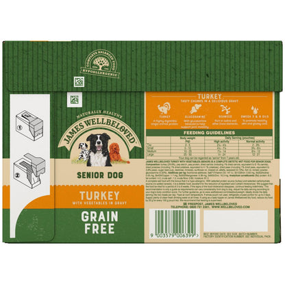 James Wellbeloved Grain Free Senior Wet Dog Food Pouches - Turkey in Gravy