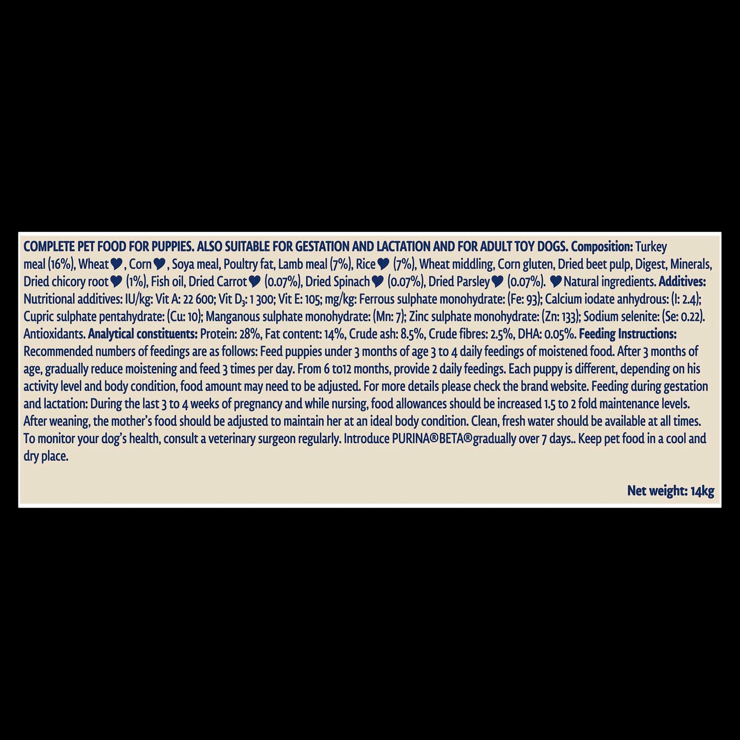 BETA Puppy Turkey & Lamb Dry Dog Food 14kg