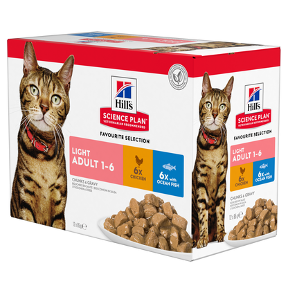 Hill's Science Plan Feline Adult Light Favourite Selection Pouches