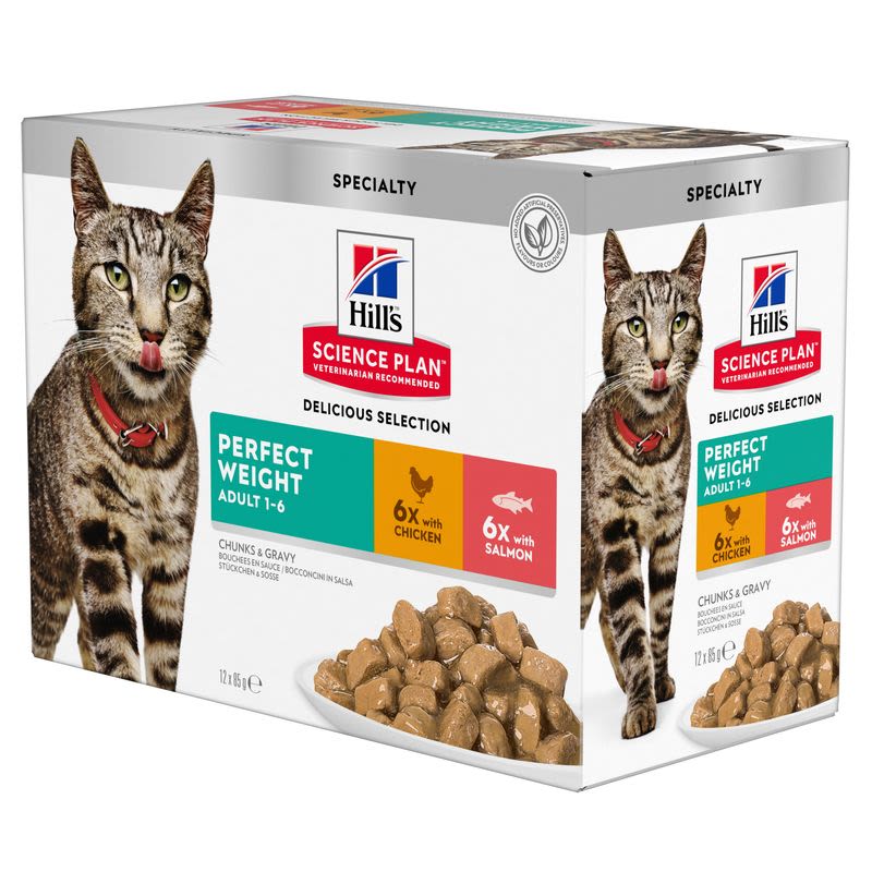 Hill's Hill'S Science Plan Weight Chicken Salmon Adult Wet Cat Food pet food packaging