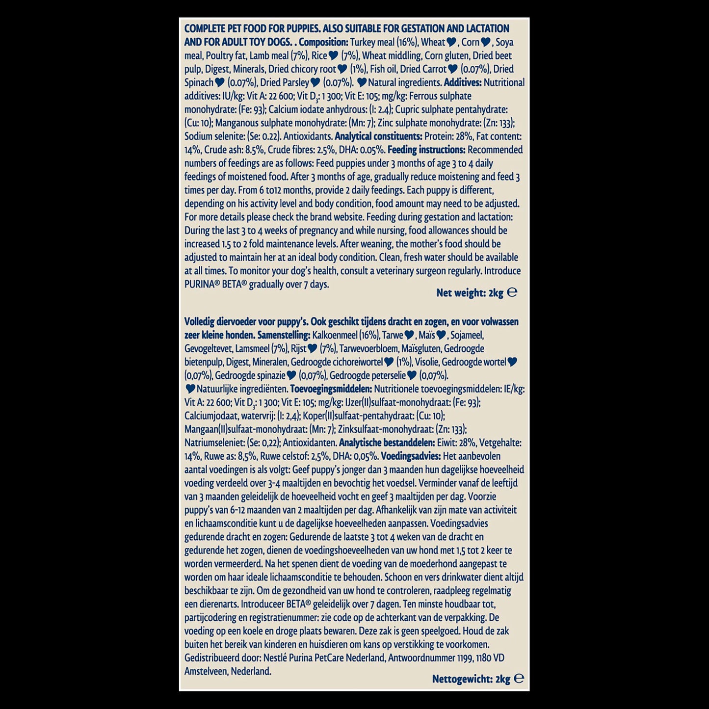 BETA Puppy Turkey & Lamb Dry Dog Food 2kg