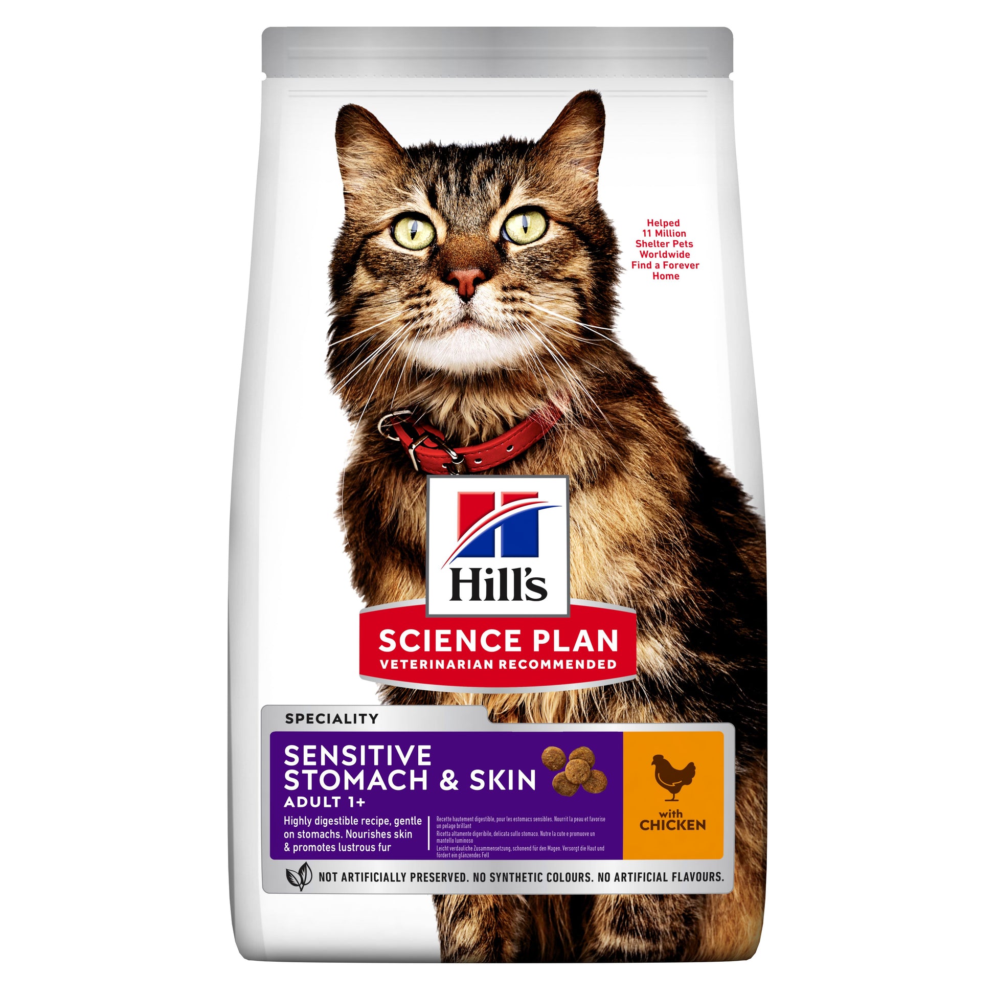 Hill's Hill'S Science Plan Sensitive Stomach Skin Chicken Turkey Adult Dry Cat Food pet food packaging