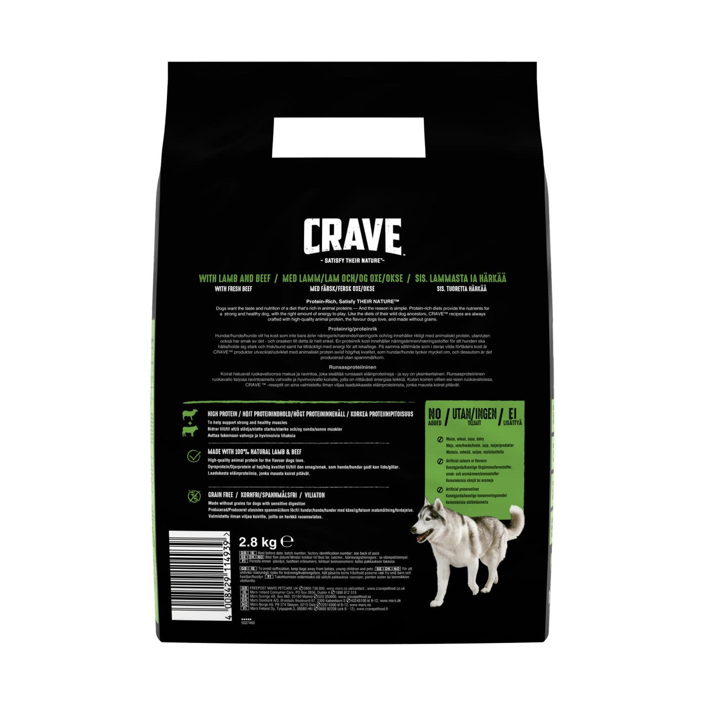 Crave Natural Grain Free Adult Complete Dry Dog Food Lamb & Beef