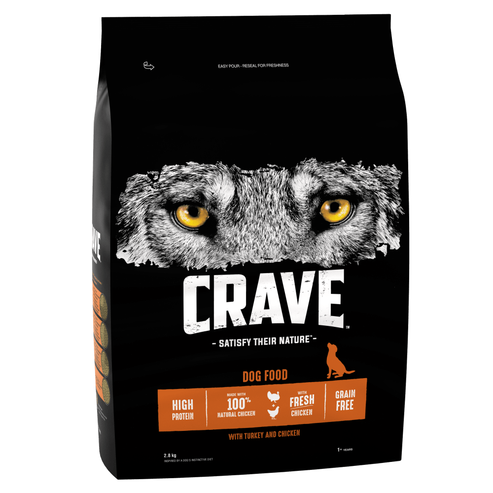 Crave Crave Grain Free Beef Chicken Turkey Adult Dry Dog Food pet food packaging