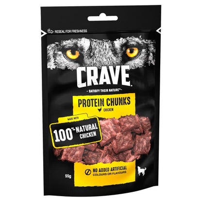 Crave Natural Grain Free Protein Chunks Adult Dog Treat Chicken