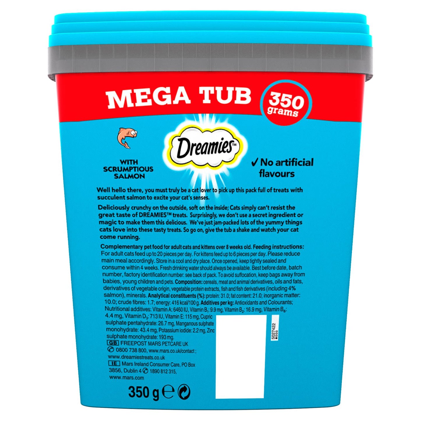 Dreamies Cat Treat Biscuits with Salmon Flavour Bulk Mega Tub