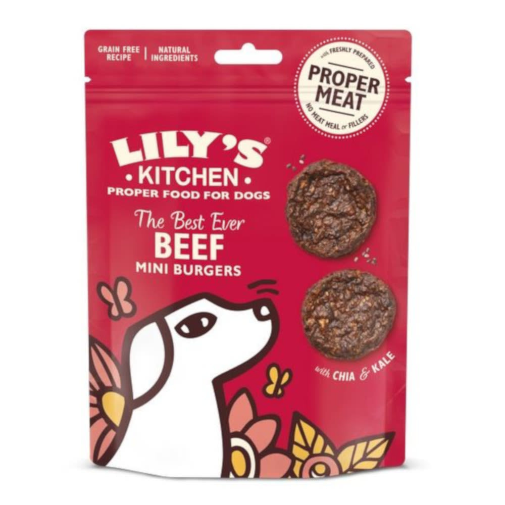 Lily's Kitchen Lily'S Kitchen The Ever Burgers Beef Adult Treat Dog Food pet food packaging