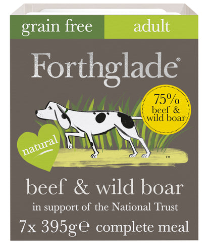 Forthglade Gourmet Grain Free Adult Wet Dog Food - Beef & Wild Boar with Root Vegetables & Apple