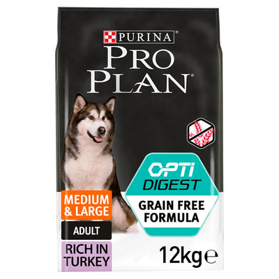 Pro Plan Pro Plan Medium Purina Sensitive Digestion Grain Free Turkey pet food packaging