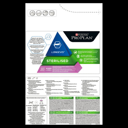 Pro Plan Longevis Sterilised 7+Senior Dry Cat Food - Turkey