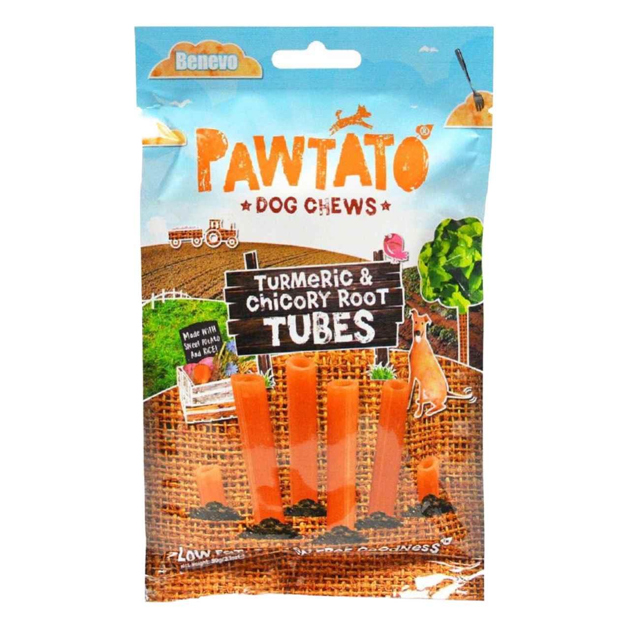 Benevo Pawtato Vegan Tubes Dog Treats - Turmeric & Chicory Root