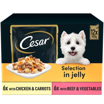 Cesar Deliciously Fresh Dog Food Pouches Mixed Selection in Jelly