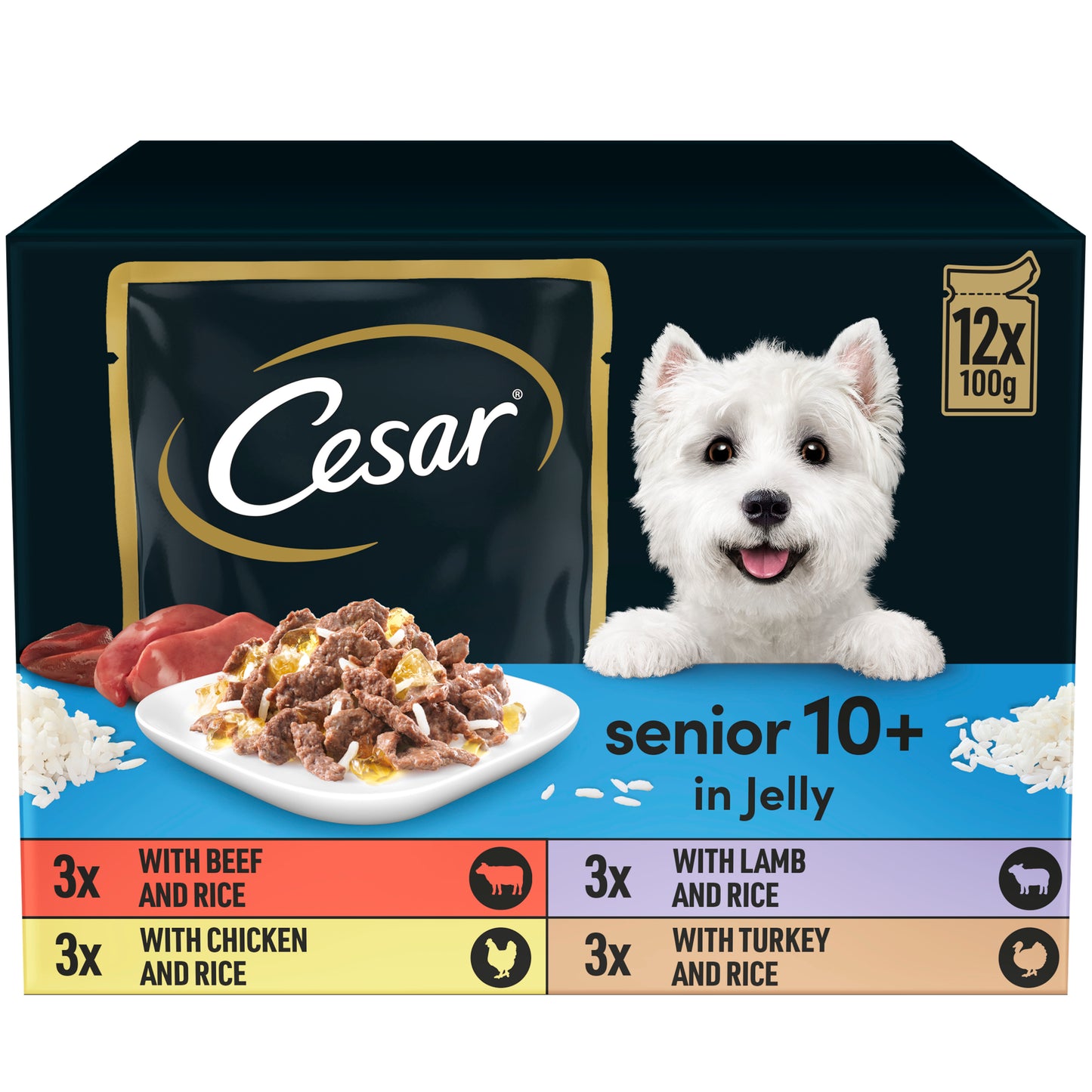 Cesar Senior Wet Dog Food Pouches Mixed Selection in Jelly