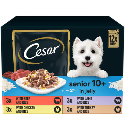 Cesar Senior Wet Dog Food Pouches Mixed Selection in Jelly