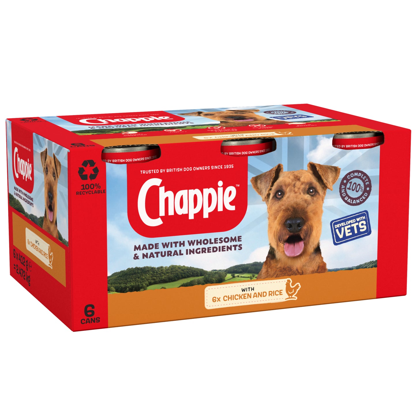 Chappie Adult Wet Dog Food Tins Chicken & Rice in Loaf