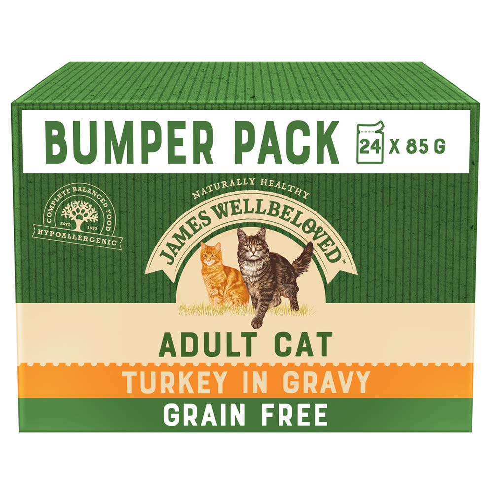 James Wellbeloved Grain Free Adult Cat Food Pouches Turkey in Gravy