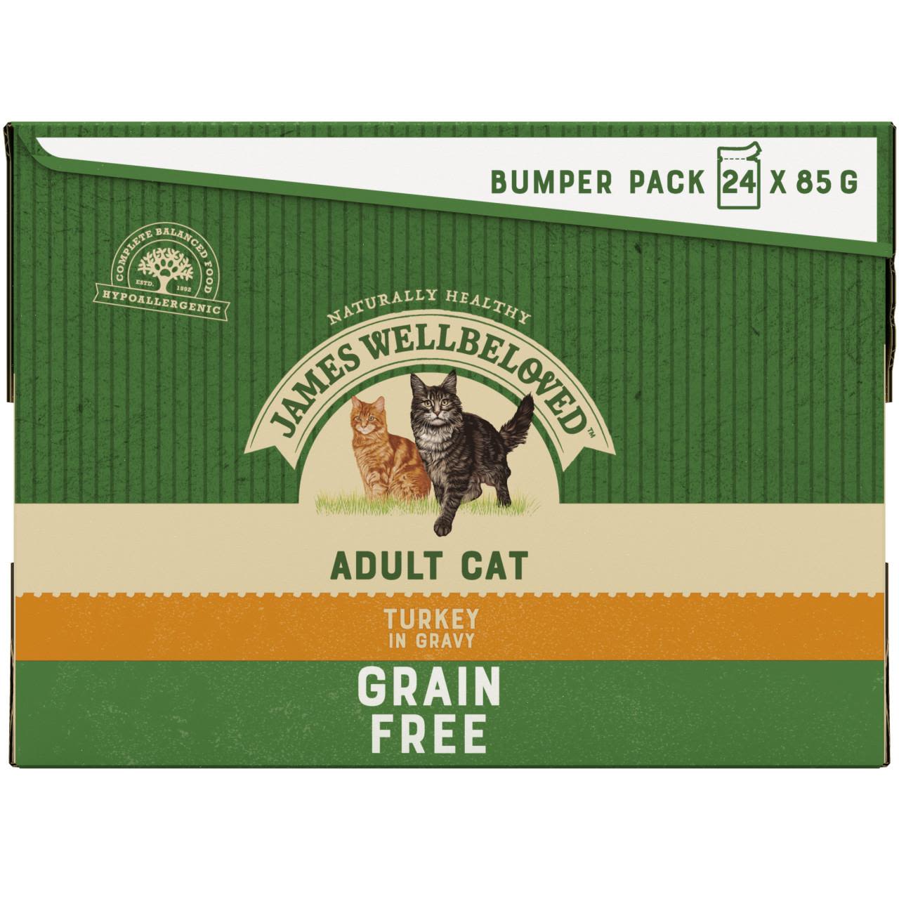 James Wellbeloved Grain Free Adult Cat Food Pouches Turkey in Gravy