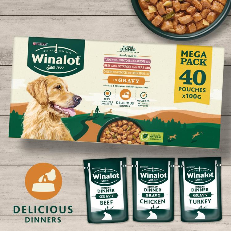 Winalot Sunday Dinner Adult Wet Dog Food Pouches - Mixed Selection in Gravy