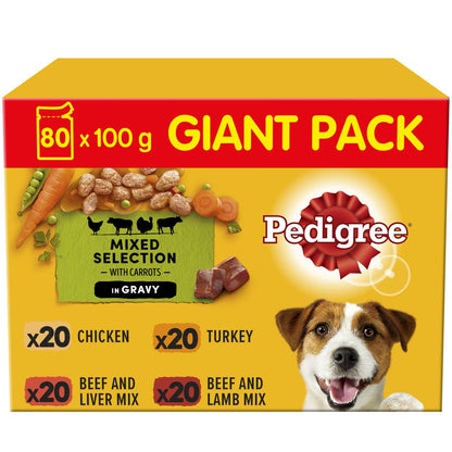 Pedigree Adult Wet Dog Food Pouches Mixed in Gravy Giant Pack