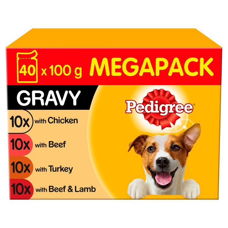 Pedigree Adult Wet Dog Food Pouches Mixed in Gravy Mega Pack