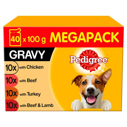 Pedigree Adult Wet Dog Food Pouches Mixed in Gravy Mega Pack