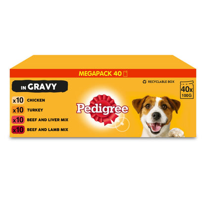 Pedigree Adult Wet Dog Food Pouches Mixed in Gravy Mega Pack