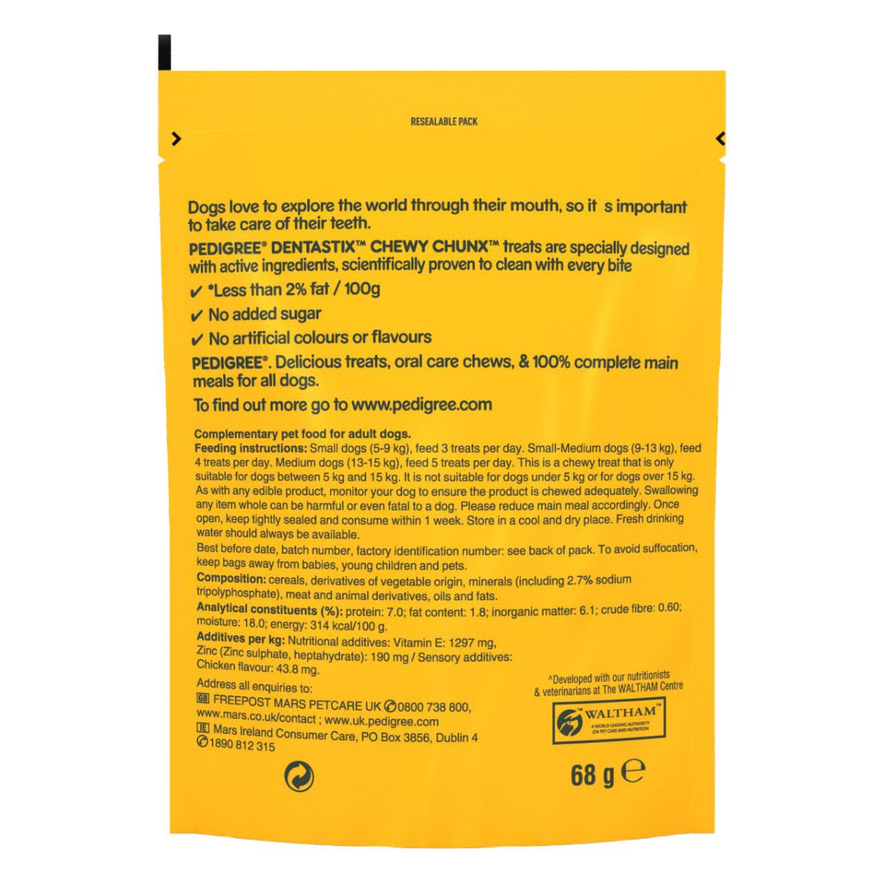 Pedigree Dentastix Chewy Chunx Mini Adult Small Dog Treats Chicken