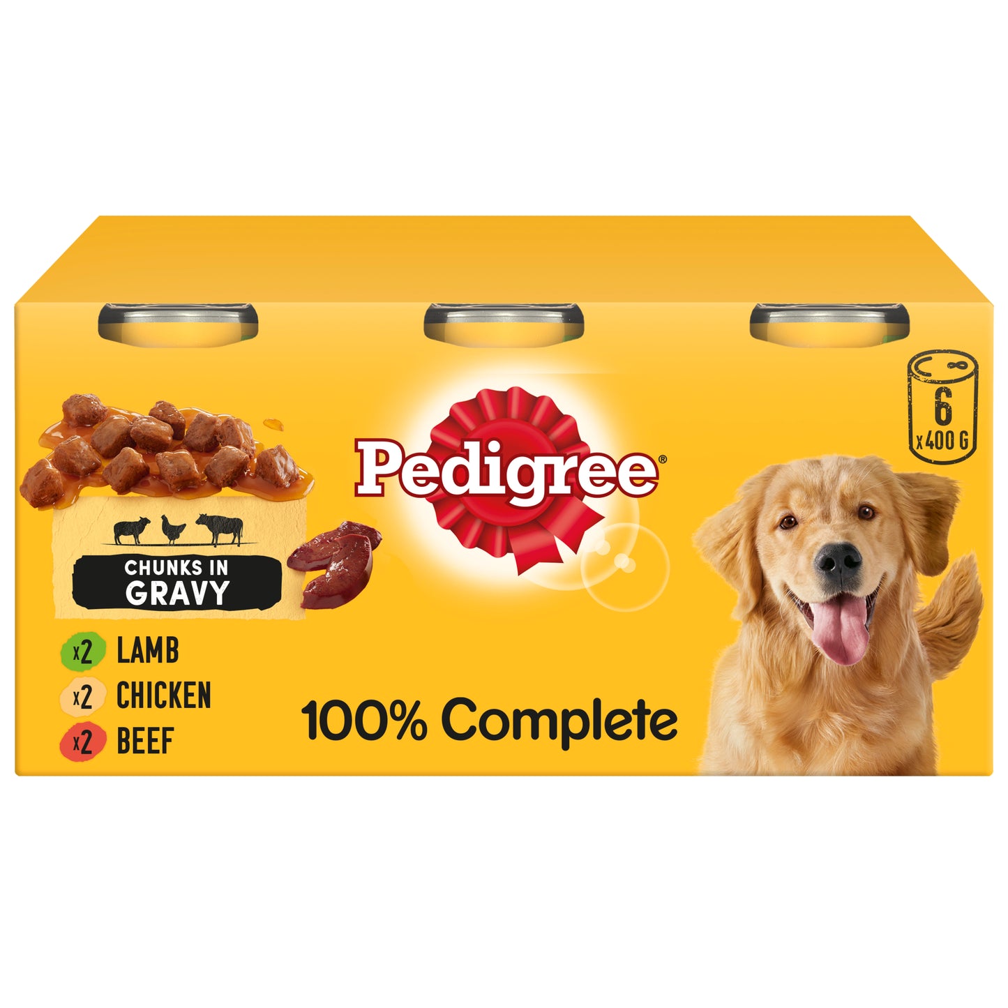 Pedigree Adult Wet Dog Food Tins Mixed in Gravy