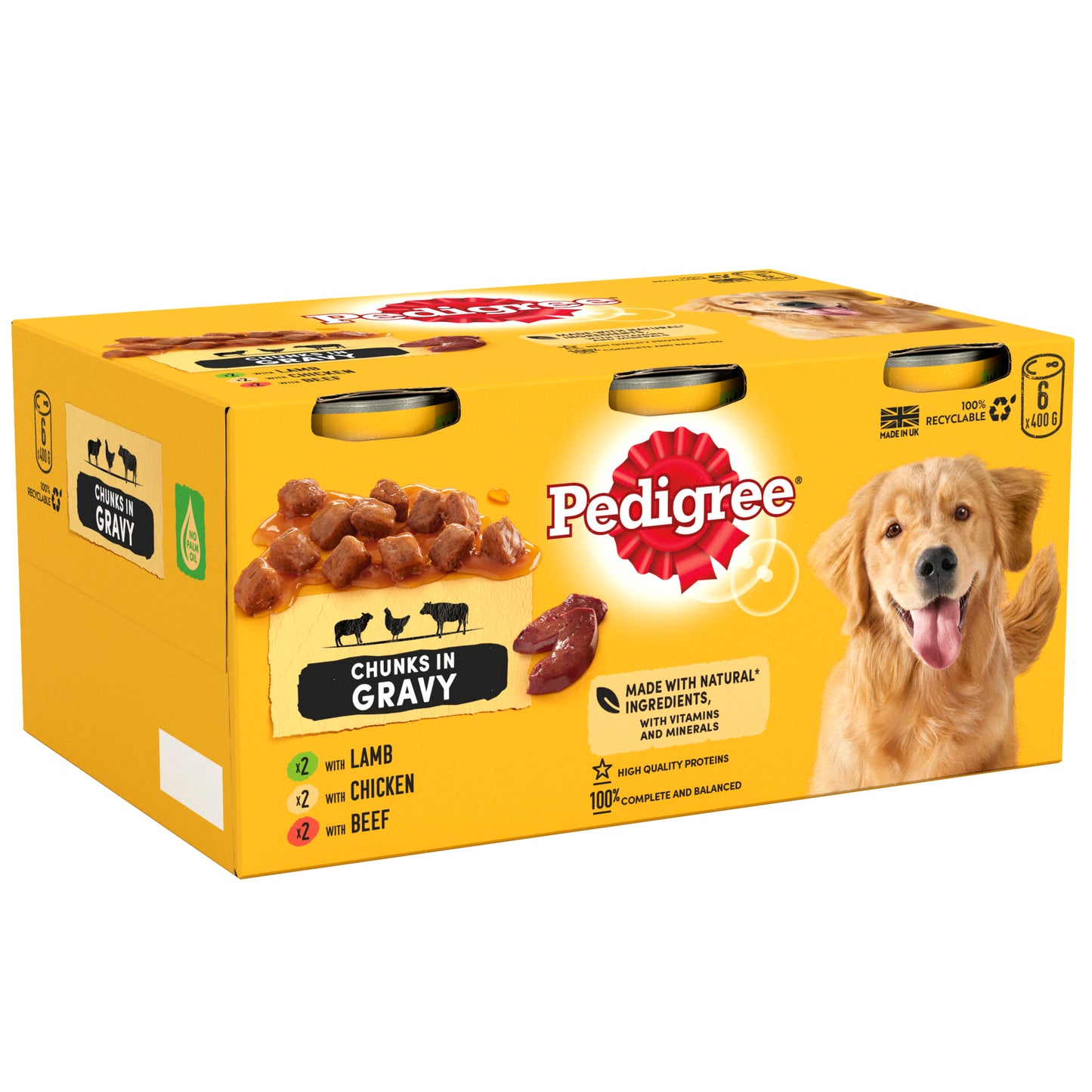 Pedigree Adult Wet Dog Food Tins Mixed in Gravy