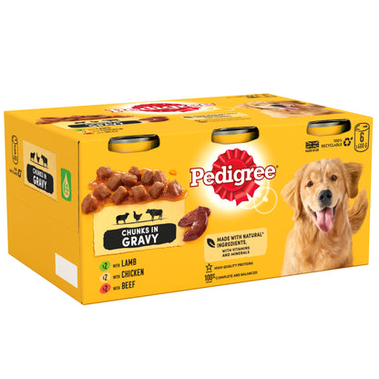 Pedigree Adult Wet Dog Food Tins Mixed in Gravy
