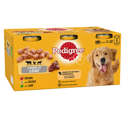 Pedigree Adult Wet Dog Food Tins Mixed in Loaf
