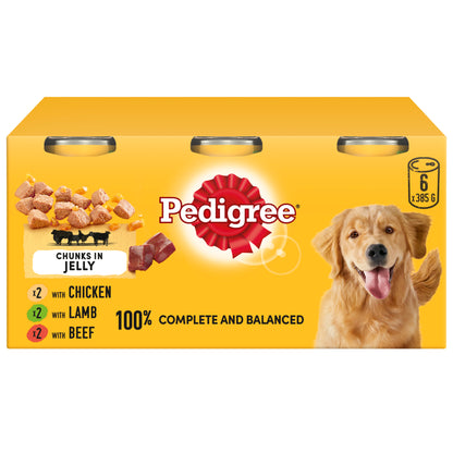 Pedigree Adult Wet Dog Food Tins Mixed in Jelly