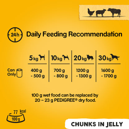 Pedigree Adult Wet Dog Food Tins Mixed in Jelly
